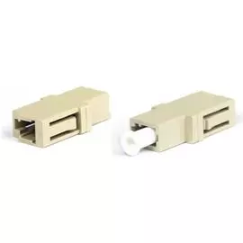 Адаптер проходной Hyperline FA-P00Z-LC/LC-N/WH-BG LC/PC-LC/PC, MM, simplex, корпус пластиковый, бежевый, белые колпачки
