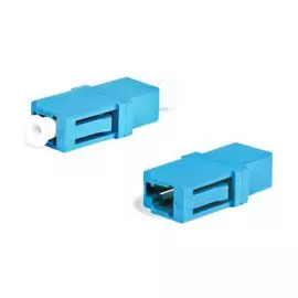 Адаптер проходной Hyperline FA-P00Z-LC/LC-N/WH-BL LC-LC, SM, simplex, корпус пластиковый, синий, белые колпачки