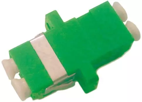 Адаптер проходной Hyperline FA-P11Z-DLC/DLC-N/WH-GN оптический LC/APC-LC/APC, SM, duplex, корпус пластиковый, зеленый, белые колпачки