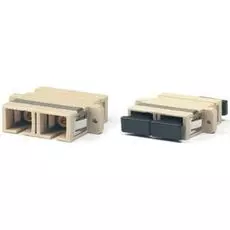 Адаптер проходной Hyperline FA-P11Z-SC/SC-N/BK-BG SC/PC-SC/PC, MM, simplex, корпус пластиковый, бежевый, черные колпачки