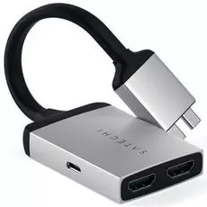 Адаптер Satechi Type-C Dual HDMI ST-TCDHAS для MacBook с 2хUSB-C (2019/2018 MacBook Pro, 2018 MacBook Air, 2018 Mac Mini), 2хHDMI 4K/USB-C PD, серебря