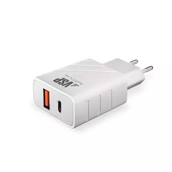 Сетевое зарядное устройство Power Delivery + QC 3.0, 18W, белое, BoraSCO
