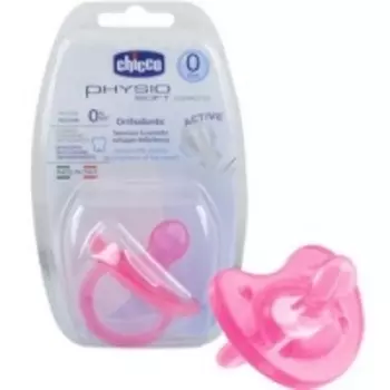 Chicco Physio Soft - Пустышка силиконовая розовая, с 0-6 месяцев, 1 шт