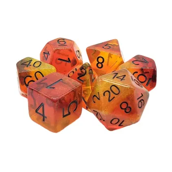 Набор Poly Set Sunset Flame с черным (7), Acrylic-Resin Dice - Gradient
