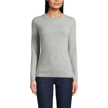 Кашемировый свитер Petite Lands' End с круглым вырезом, цвет Gray Black Donegal