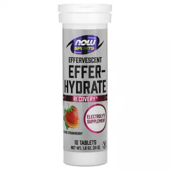 NOW Foods, Sports, Effer-Hydrate, восстановление, апельсин и клубника, 10 таблеток, 51 г (1,8 унции)