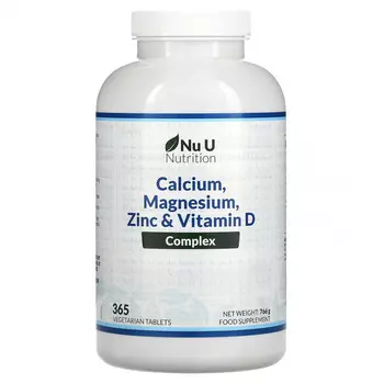 Nu U Nutrition, Комплекс из кальция, магния, цинка и витамина D, 365 вегетарианских таблеток
