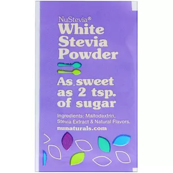 NuNaturals, NuStevia, порошок белой стевии, 1000 пакетиков, 1000 г (2,23 фунта)