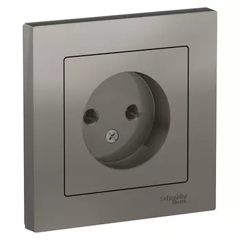 Розетка Schneider Electric ATN000949 AtlasDesign, без заземления, со шторками, 16А, механизм, сталь