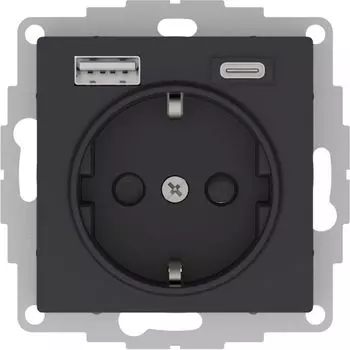 Розетка Systeme Electric ATN001032 AtlasDesign Карбон 16А с USB A+C (5В/2,4А/3 А, 2х5В/1,5А), мех