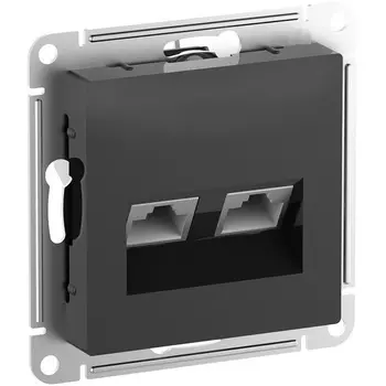 Розетка Systeme Electric ATN001088 AtlasDesign, двойная, компьютерная, RJ45+RJ45, кат.6А, механизм, карбон, чёрная