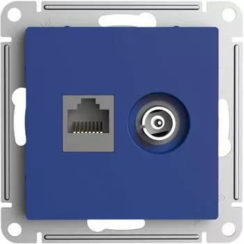 Розетка Systeme Electric ATN001189 AtlasDesign двойная ТВ + компьютерная RJ45, кат. 5Е, аквамарин