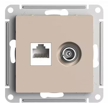 Розетка Systeme Electric ATN001289 AtlasDesign двойная ТВ + компьютерная RJ45, кат. 5Е, песочный