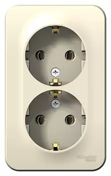 Розетка Systeme Electric BLNRA010202 2-ая с/з без шторок, 16А, 250В Молочная наруж