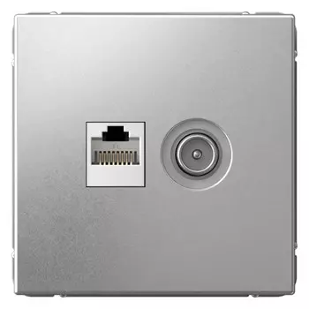 Розетка Systeme Electric GAL000389 ArtGallery двойная ТВ + компьютерная RJ45, кат. 5Е, Алюминий