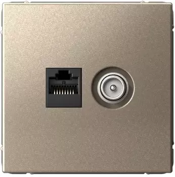 Розетка Systeme Electric GAL000589 ArtGallery двойная ТВ + компьютерная RJ45, кат. 5Е, Шампань