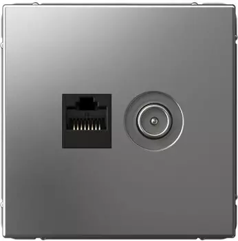 Розетка Systeme Electric GAL000989 ArtGallery двойная ТВ + компьютерная RJ45, кат. 5Е, Сталь