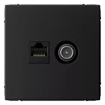 Розетка Systeme Electric GAL001089 ArtGallery двойная ТВ + компьютерная RJ45, кат. 5Е, Карбон