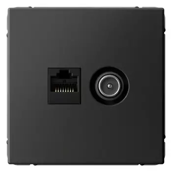 Розетка Systeme Electric GAL001489 ArtGallery двойная ТВ + компьютерная RJ45, кат. 5Е, Базальт