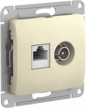 Розетка Systeme Electric GSL000289 Glossa двойная ТВ + компьютерная RJ45, кат. 5Е, механизм, бежевый