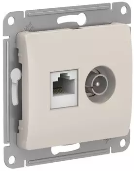 Розетка Systeme Electric GSL000989 Glossa двойная ТВ + компьютерная RJ45, кат. 5Е, механизм, молочный
