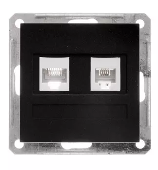 Розетка Schneider Electric RSI-251TK5E-6-86 Wessen 59 2-ая ТЛФ + компьютерная 5е (RJ11+RJ45), черный бархат