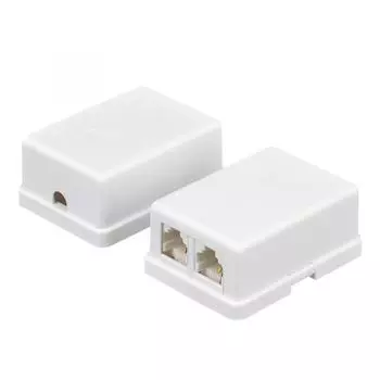 Розетка телефонная Greenconnect GA-TLUS-023 на 2 порта RJ-11 6P4C, накладная, белая