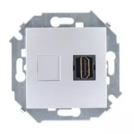 Розетка Simon 1591407-033 для подключения HDMI-разъёма аудио/видео, v1.4, тип А,, алюминий