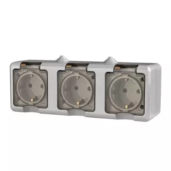 Розетка TOKOV ELECTRIC TKL-DT-R3Z-C06T-IP54 3-м ОП Dita 16А IP54 250В с заземл. с прозр. крышкой сер