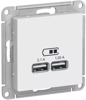 Розетка USB Systeme Electric ATN001333 AtlasDesign A+A, 5В/2,1 А, 2х5В/1,05 А, механизм, лотос
