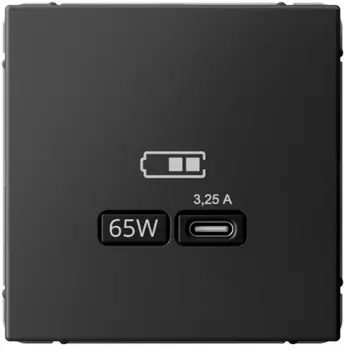 Розетка USB Systeme Electric GAL001427 ArtGallery тип-С 65Вт высокоскор.заряд. QC, PD, механизм, Базальт