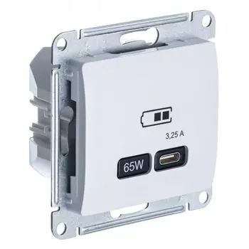 Розетка USB Systeme Electric GSL000127 Glossa тип-С, 65W, высокоскорост.зарядка QC, PD, механизм, белая