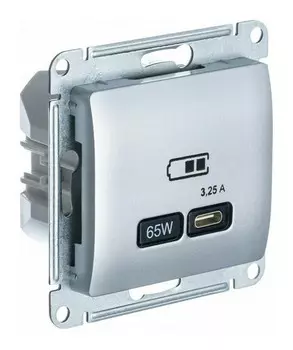 Розетка USB Systeme Electric GSL000327 Glossa тип-C 65Вт высокоскор.заряд. QC, PD, механизм, алюминий