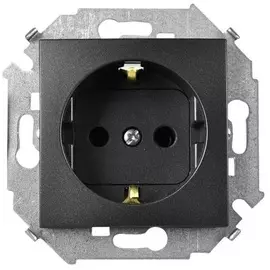 Розетка Simon 1591443-038 Simon 15 Графит с/з, с защитными шторками, 16А, 250В, винт. зажим