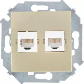 Розетка Simon 1591552-034 компьютерная двойная rj45 кат.5e (AMP), шампань