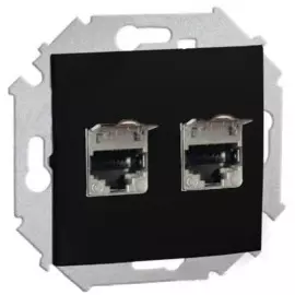 Розетка Simon 1591564-038 компьютерная двойная 2хRJ45 кат.6A (АМР, FTP), графит