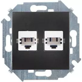 Розетка Simon 1591589-038 телефонная двойная 2хRJ11, винтовой зажим, графит