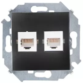 Розетка Simon 1591593-038 компьютерная двойная 2хRJ45 кат.5е, Systimax, графит