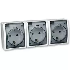 Розетка Simon 1594437-030 Simon 15 Aqua Белый 3-я с/з с крышкой наружная,IP54