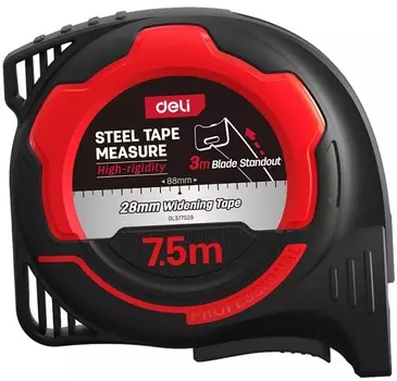 Рулетка Deli DL377528 7,5м*28мм, метрическая