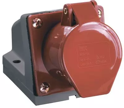 Розетка стационарная наружная IEK PSR12-032-4 ССИ-124 32А-6ч 380В 3P+PE IP44
