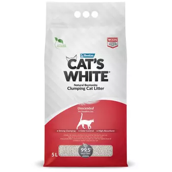 CAT'S WHITE Natural Наполнитель комкующийся натуральный без ароматизатора д/кошек 5л
