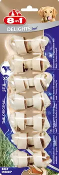 8IN1 Delight Beef XS Косточка с говядиной д/собак мелких пород 7*7,5см 126г
