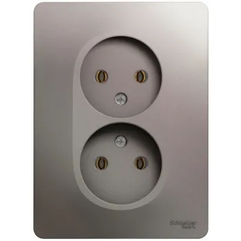 Розетка двойная без заземления (платина) Systeme Electric Glossa GSL001220