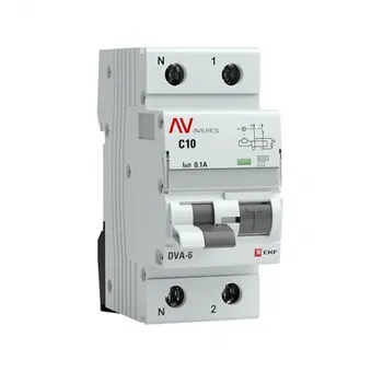Автомат дифференциальный EKF Averes DVA-6 10А 1P+N тип AC 100 мА 6 кА (rcbo6-1pn-10C-100-ac-av)