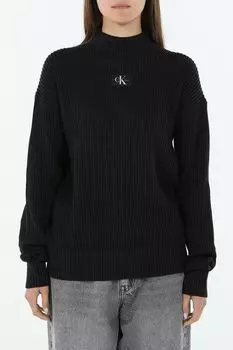 Джемпер хлопковый с воротником стойкой и логотипом Calvin Klein Jeans