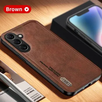 Роскошный деловой чехол из натуральной кожи для телефона Samsung Galaxy M35P, простой противоударный чехол для полной защиты For Samsung M35 5G чёрный