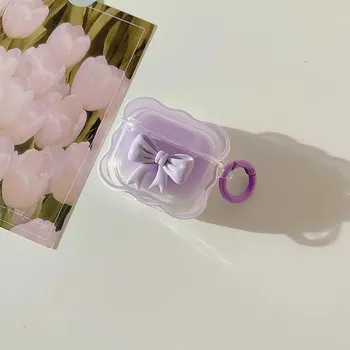 Чехол для наушников с 3D бантом и волной для AirPods 1, 2, 3, защитный чехол For Airpods 1or2 розовый