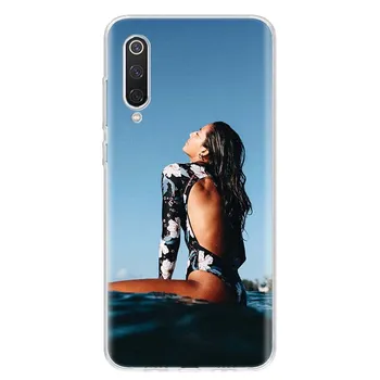 Surfboard surfing art surf Girl Cover Phone Case For Xiaomi Redmi Note 10 Pro Max 10S 9 9S 9T 8 8T 11T 11S 11 5G 11E 7 6 5 4X Co Redmi Note 10S