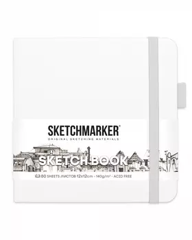 Блокнот для зарисовок Sketchmarker 12х12 см 80 л 140 г, твердая обложка Белый